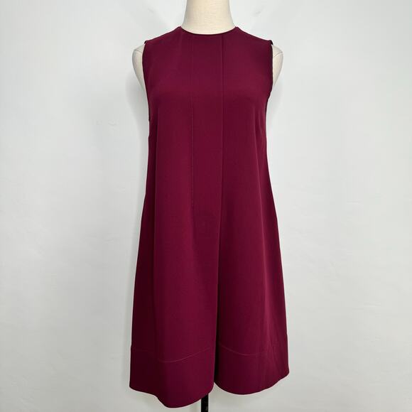 Marc By Marc Jacobs Pleat Front Dress Burgundy Shift Mini Preppy Office Size 2 - Picture 1 of 15